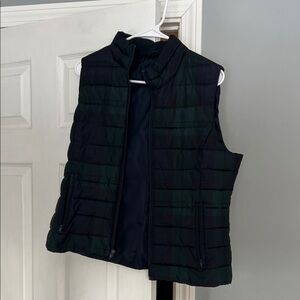 Navy Plaid Puffer Vest